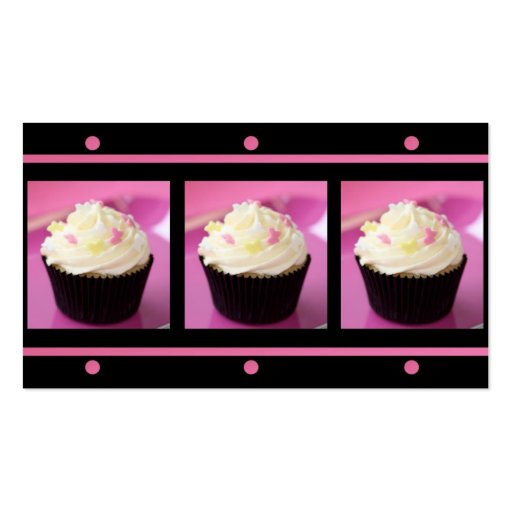 Pink Cupcakes on Black Business Cards