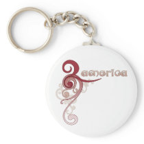 Pink Curly Swirl America Key Chains
