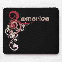 Pink Curly Swirl America Mouse Pads