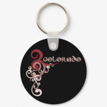 Pink Curly Swirl Colorado Keychain Dark by MugUSA Pink Curly Swirl Colorado Keychain Dark