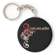 Pink Curly Swirl Colorado Keychain Dark