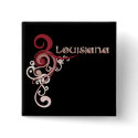 Pink Curly Swirl Louisiana Button Dark by MugUSA Pink Curly Swirl Louisiana Button Dark