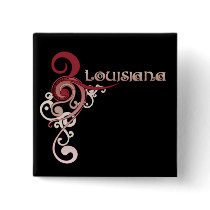 Pink Curly Swirl Louisiana Button Dark by MugUSA Pink Curly Swirl Louisiana Button Dark