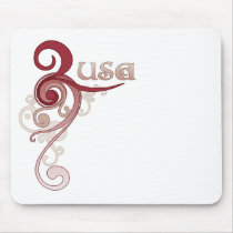 Pink Curly Swirl USA Mousepad