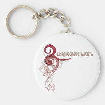 Pink Curly Swirl Wisconsin Keychain