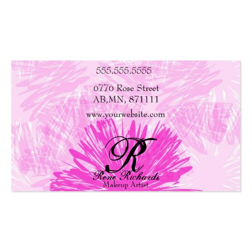 pink customize your mongram business card template (back side)