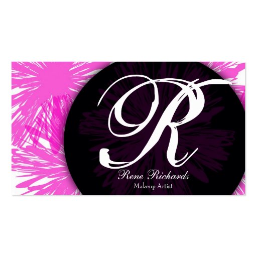 pink customize your mongram business card template (front side)