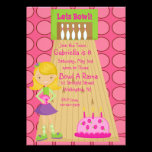 Pink, Cute, Girl Bowling Party Invitation invitations