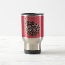 Pink cute girly floral polka dot pattern coffee mug