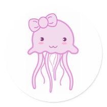 Pink Cute Jellyfish stickers
