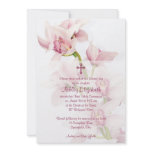 Pink Cymbidium Orchid First Communion Invitation