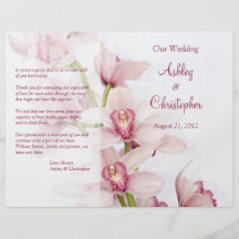 Pink Cymbidium Orchid Floral Wedding Program Full Color Flyer