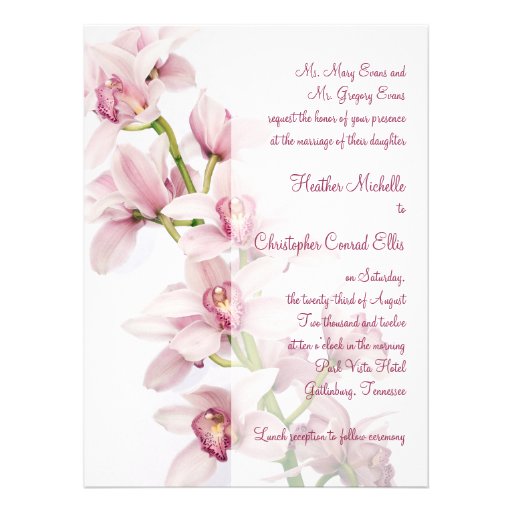 Pink Cymbidium Orchid Wedding Invitation