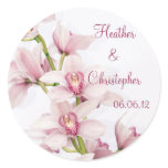 Pink Cymbidium Orchid Wedding Stickers