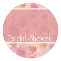 pink daises ~ bridal shower stickers