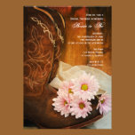 Pink Daisies and Boots Country Bridal Shower invitations