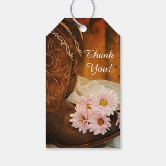 Pink Daisies and Boots Country Wedding Favor Tag Pack Of Gift Tags