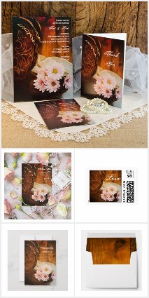 Pink Daisies and Cowboy Boots Wedding Stationery