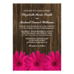 Pink Daisies Barn Wood Wedding Announcement