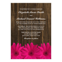 Pink Daisies Barn Wood Wedding Announcement