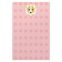 Pink Daisies Corgi Stationery by totallypainted Pink Daisies Corgi Stationery