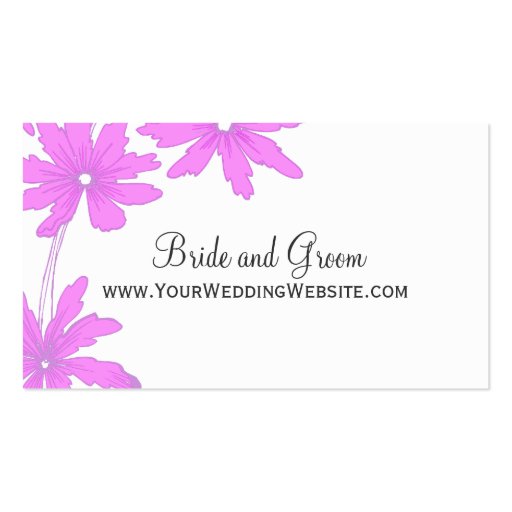 Pink Daisies Wedding Website Card Business Card Templates (front side)