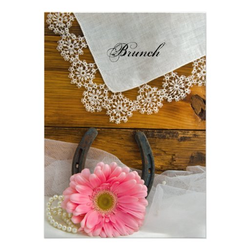 Pink Daisy and Lace Country Post Wedding Brunch Invitations