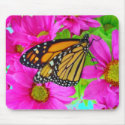 Pink daisy and Monarch butterfly mousepad by Katerpillaf Pink daisy and Monarch butterfly mousepad