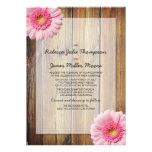Pink Daisy Barn Wood Wedding Invitation
