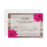 Pink Daisy Barn Wood Wedding RSVP Response Card Announcement