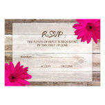 Pink Daisy Barn Wood Wedding RSVP Response Card Announcement