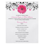 Pink Daisy Black White Floral Wedding Program flyers