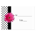 Pink Daisy Black White Polka Dot  Place Card Business Card Template