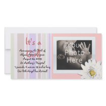Pink Daisy Custom Photo Card Baby Announcement photo cards by cutencomfy Pink Daisy Custom Photo Card Baby Announcement photo cards