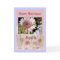 Pink Daisy Floral Bouquet, Auntie, Birthday Cards