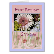 Pink Daisy Floral Bouquet, Grandma, Birthday Greeting Card
