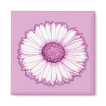 Pink Daisy Floral Magnet by mariannegilliand Pink Daisy Floral Magnet