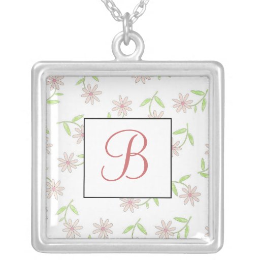 Pink Daisy Monogram Necklace