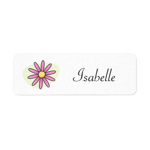 Pink daisy name tag label Zazzle