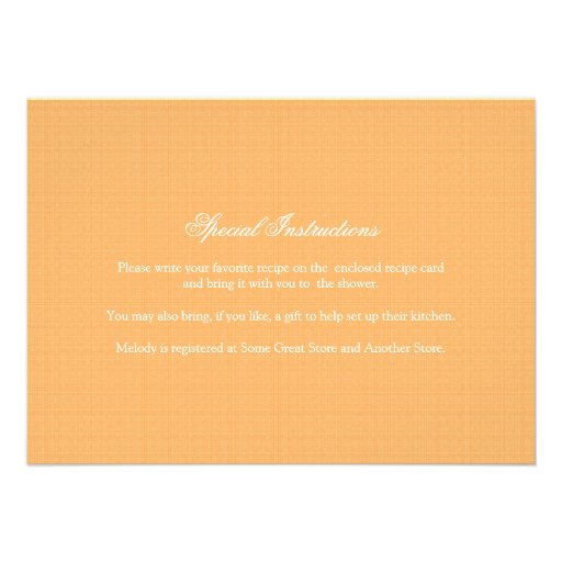 Pink Daisy Orange Plaid Recipe Bridal Shower Personalized Invite