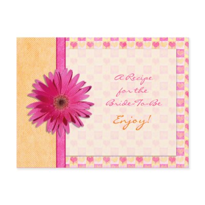 Pink Daisy Orange Recipe Card for the Bride to Be Postcard
