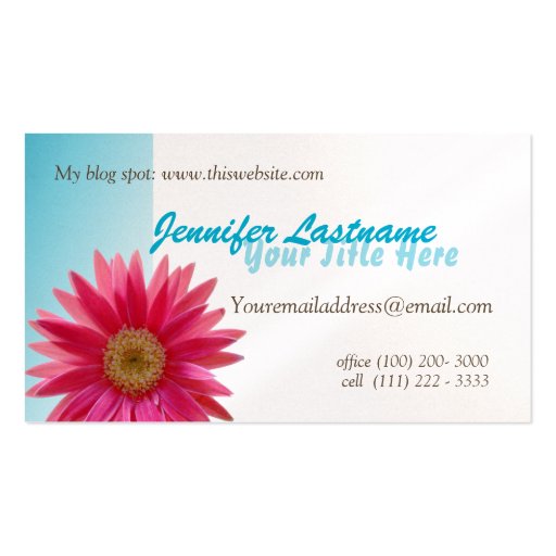 Pink Daisy Personal Business Card Template (front side)