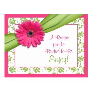 Pink Daisy Recipe Card for the Bride to Be