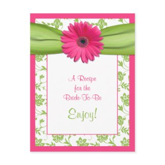 Pink Daisy Recipe Card for the Bride to Be postcard