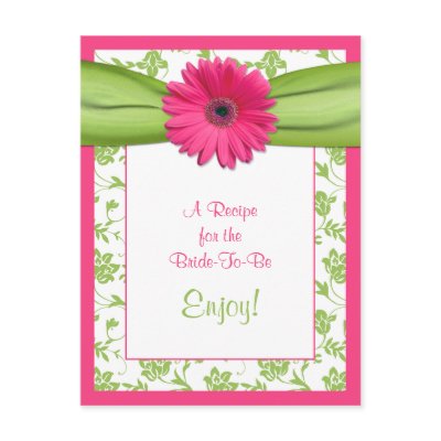 Pink Daisy Recipe Card for the Bride to Be Post Cards