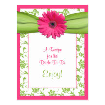 Pink Daisy Recipe Card for the Bride to Be Post Cards