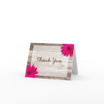 Pink Daisy Rustic Barn Wood Thank You Greeting Cards