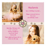Pink Daisy Square - Photo Birthday Party Invitatio Invites