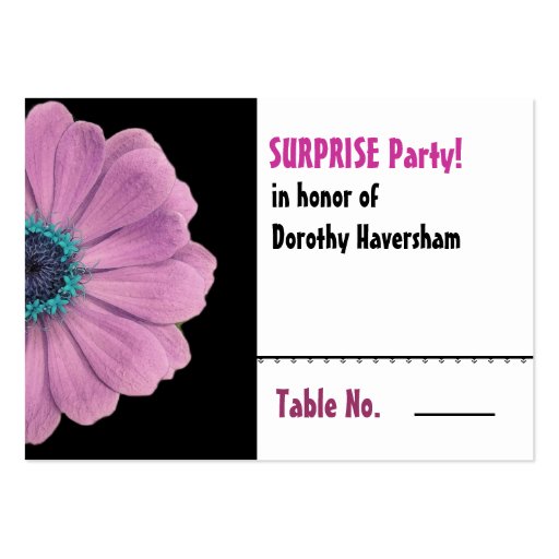Pink Daisy Surprise Birthday Table Place Card Business Cards (front side)