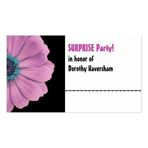 Pink Daisy Surprise Birthday Table Place Card Ver3 Business Card Template (front side)